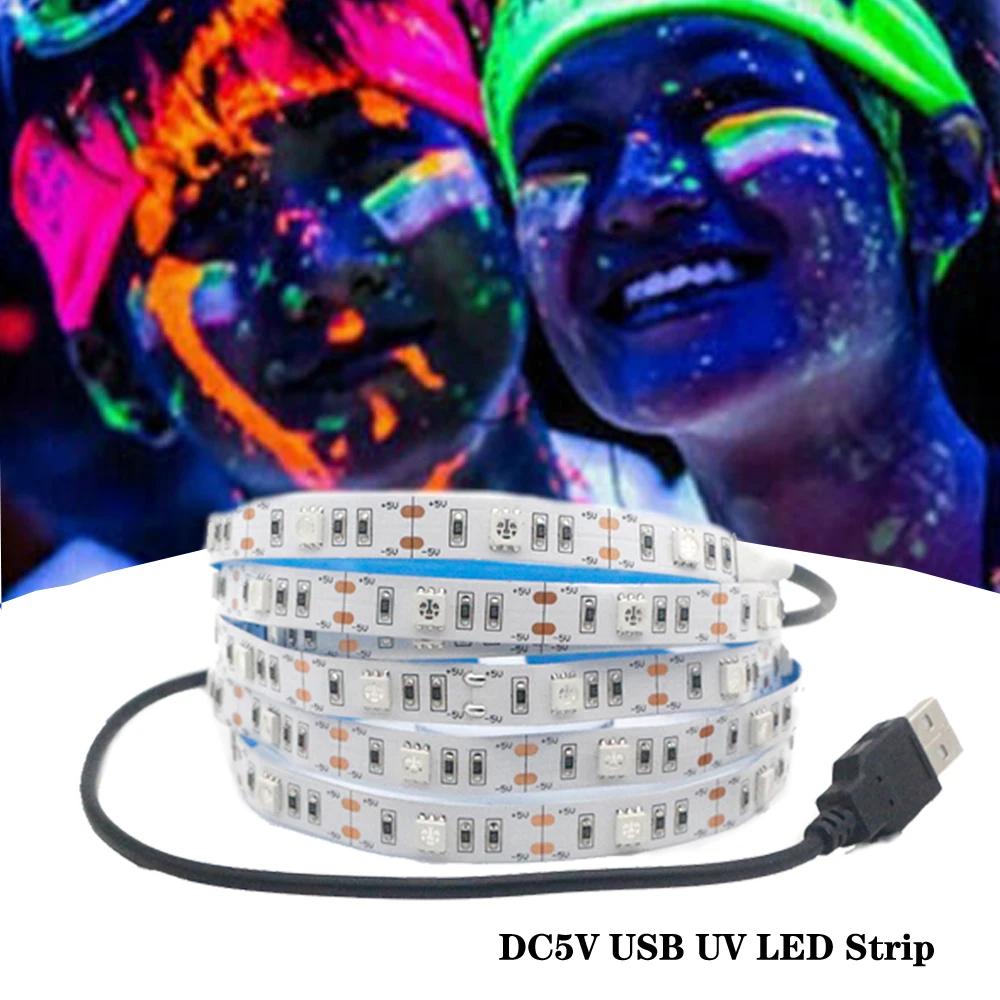 USB 5V UV LED Ʈ , 395-405nm ڿܼ 5050 SMD 30led/m  Ʈ Ʈ , DJ  Ƽ, 1m 2m